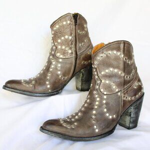 OLD GRINGO studded leather cowboy western ankle boots booties Crystal rodeo 9.5